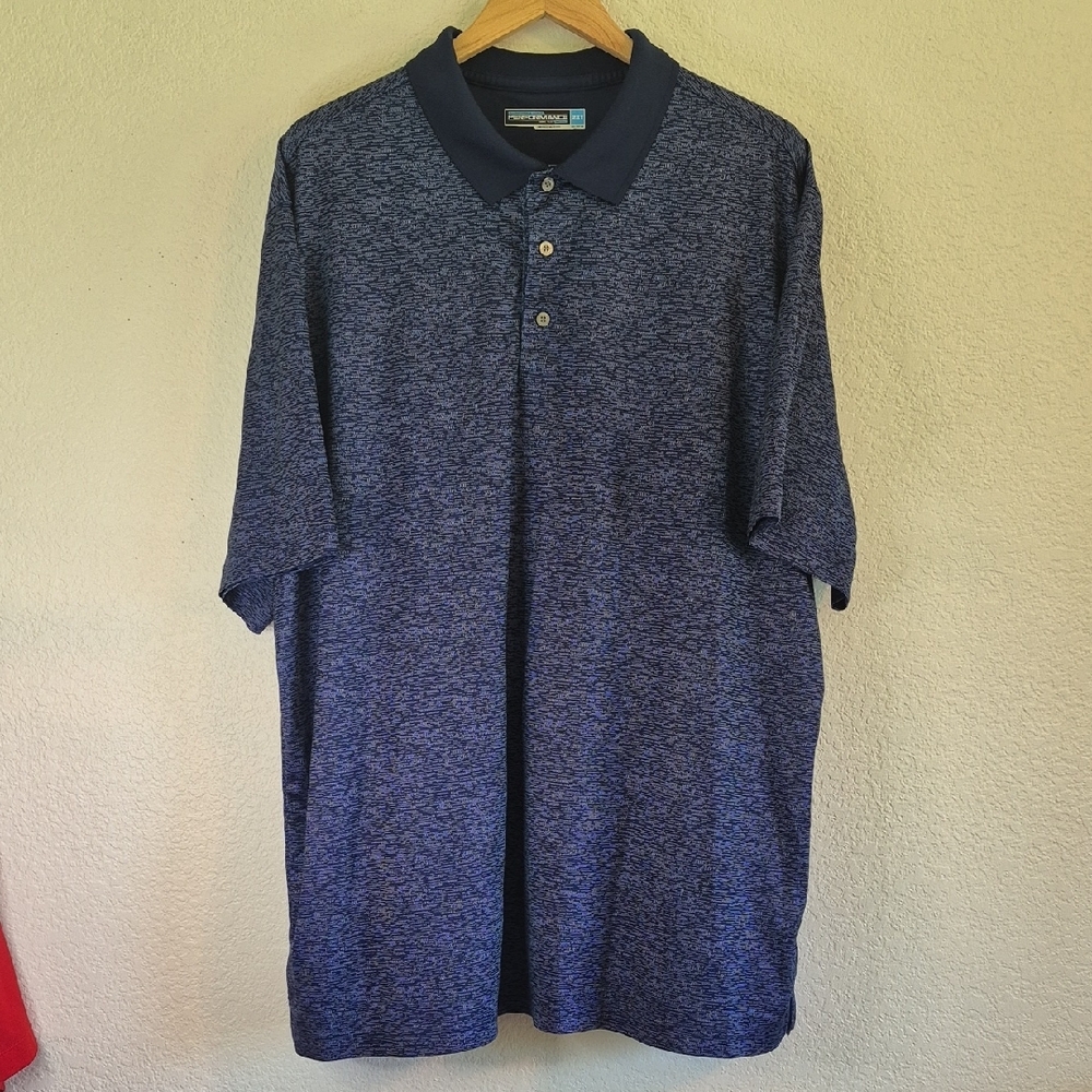 Roundtree & Yorke Performance Blue Polo Shirt Work Play Sports Golf 2xl Tall 2XT